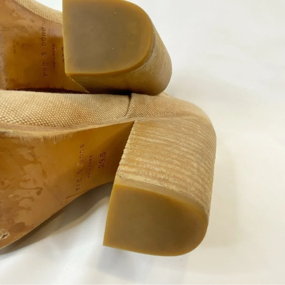 Rag & Bone Boot Bootie Newbury Classic Canvas size 9.5 Khaki Tan Beige Heels - Picture 9 of 13